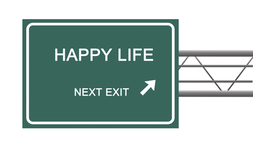Road sign to happy life